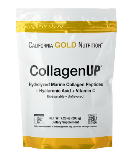 California Gold Nutrition Hydrolysed Marine Collagen Peptides with Hyaluronic Acid and Vitamin C unflavoured 206 g